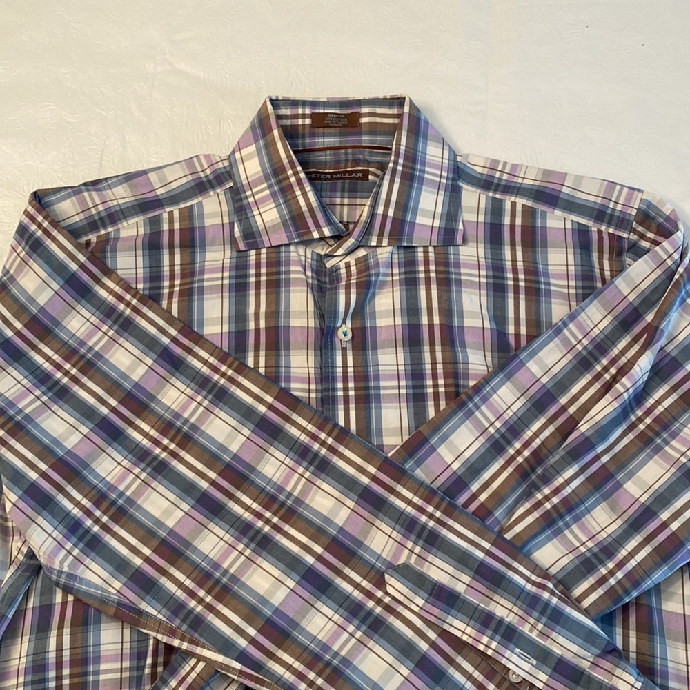 Peter Miller Men’s Button Down Plaid Long Sleeve Shirt- Size M